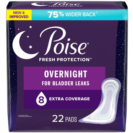 Poise 54943 Heavy Absorbency Overnight Pads 22/pk