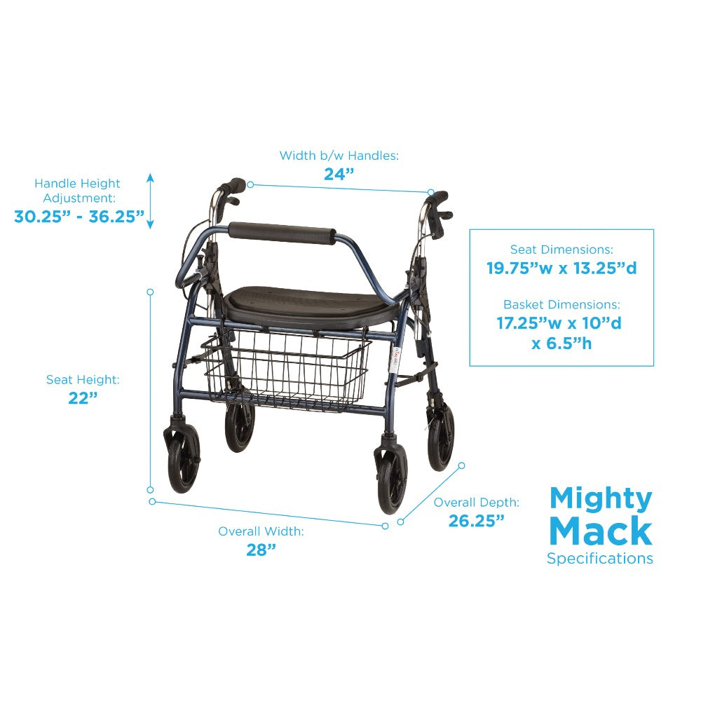 Nova Mighty Mack Heavy Duty Rollator, 4216BL Blue