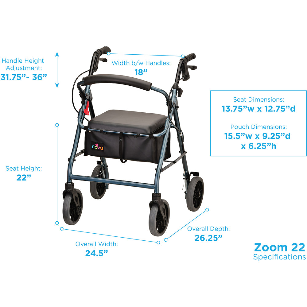 Nova Zoom 22 Rollator, 4222BL Blue