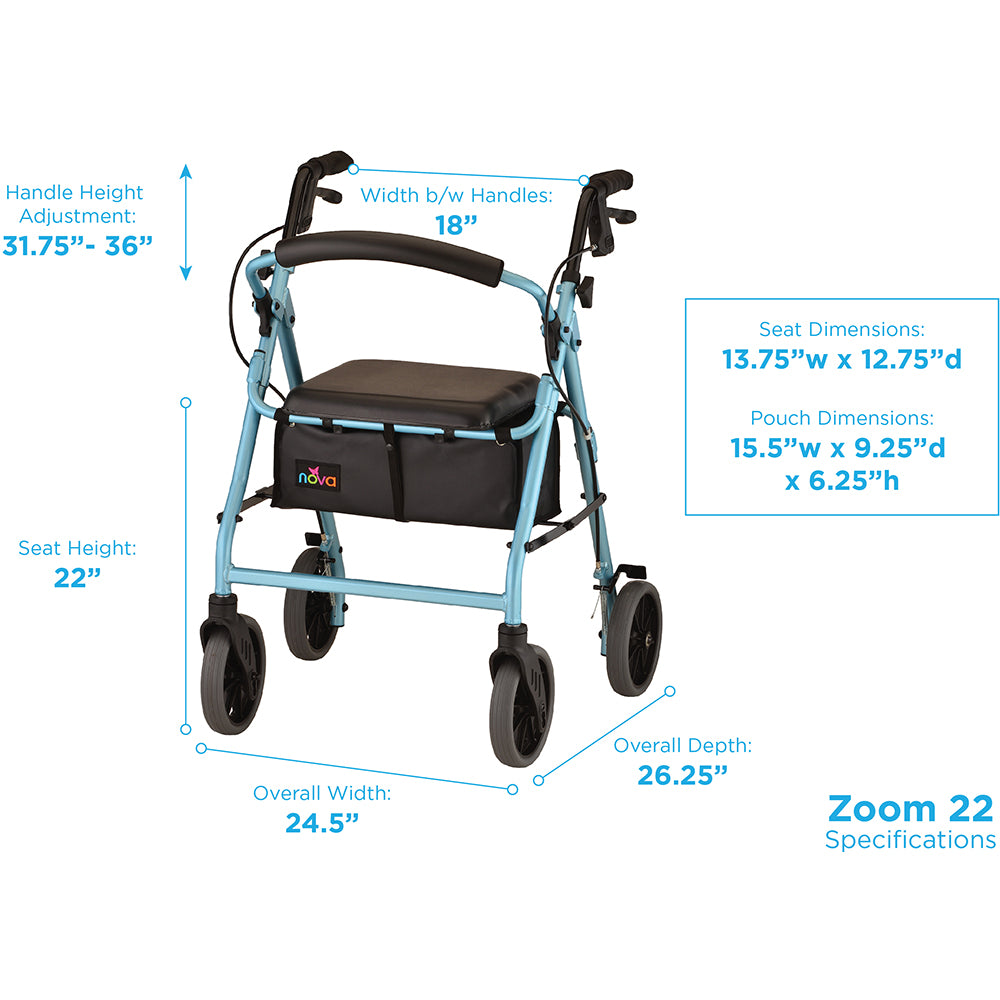 Nova Zoom 22 Rollator, 4222DB Sky Blue