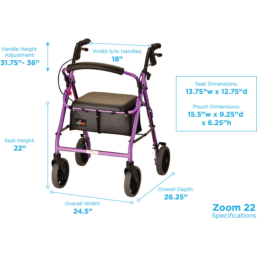 Nova Zoom 22 Rollator, 4222PL Purple