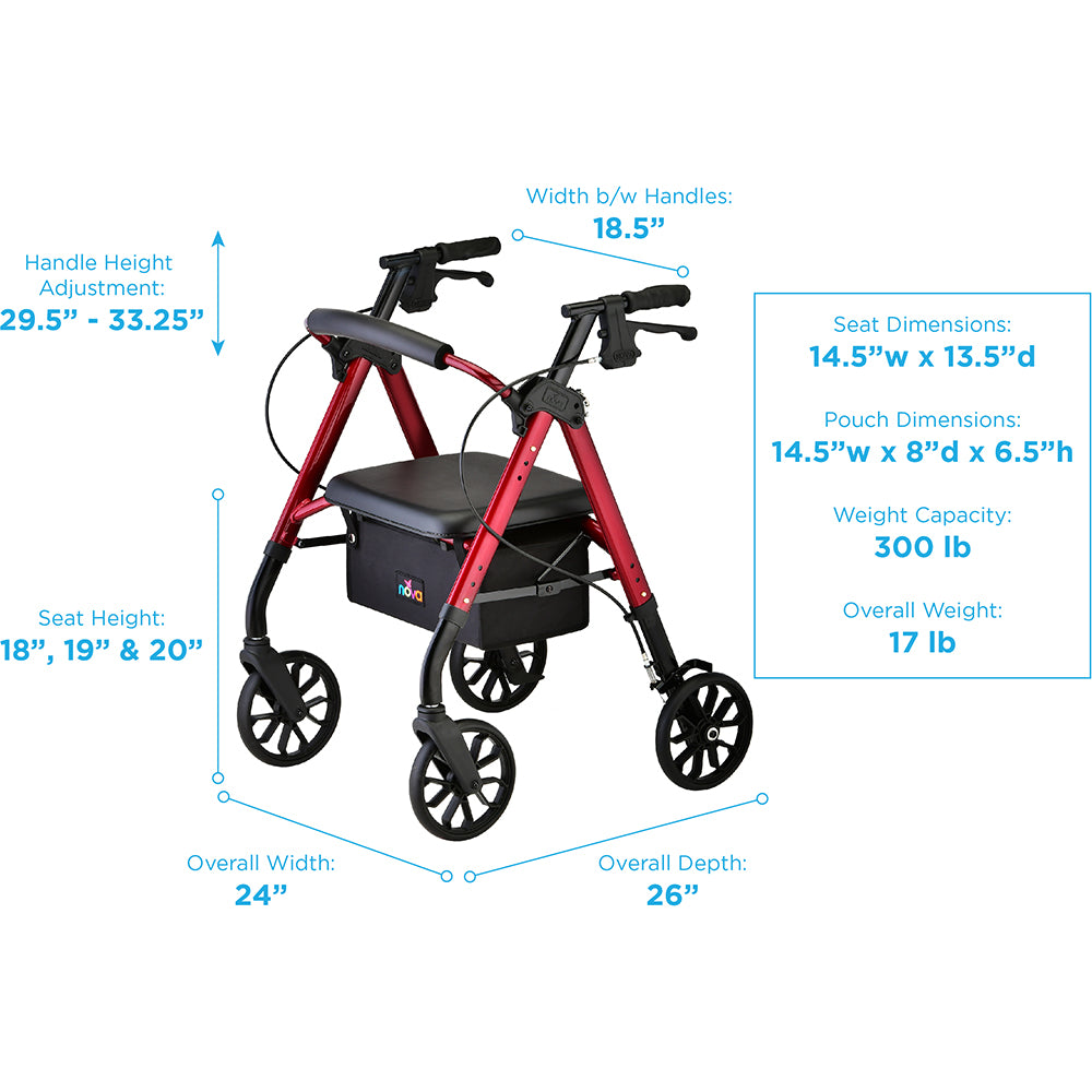 Nova Star 8 Petite Rollator, 4278RD Red