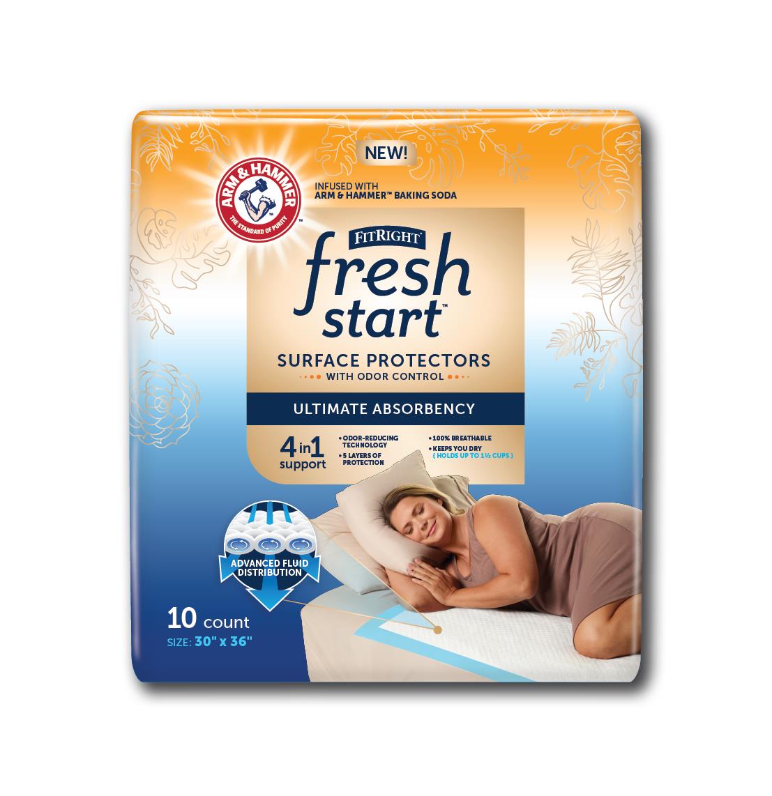 FitRight Fresh Start Odor Control Underpads 30" x 36" 10/bg AH3036Z