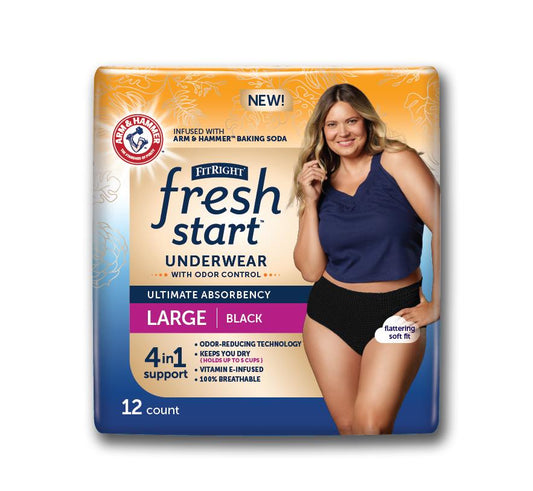 FitRight Fresh Start Underwear for Women Size L Black AHB505