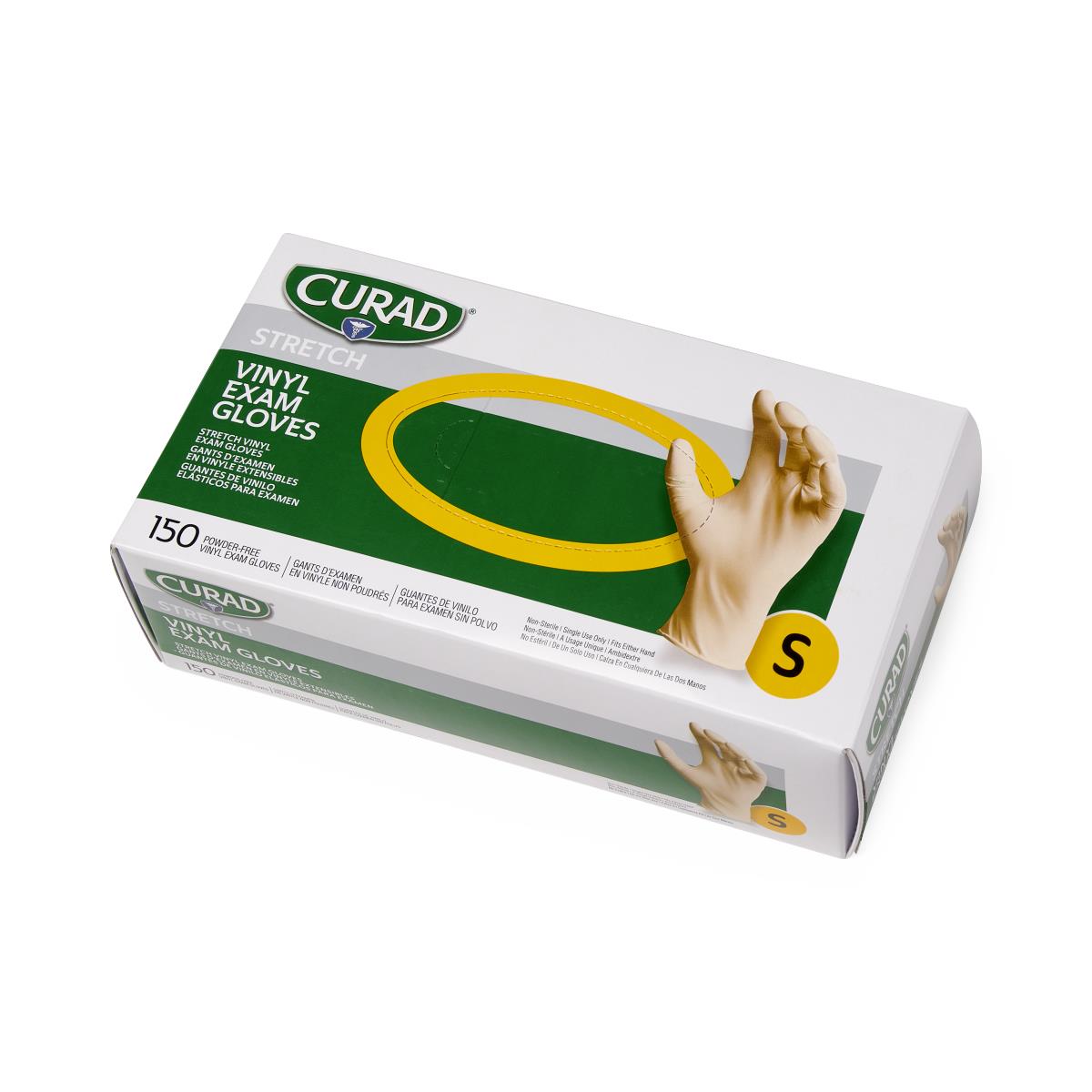 CURAD Stretch Vinyl Exam Gloves, Size S 150/bx CUR9224H