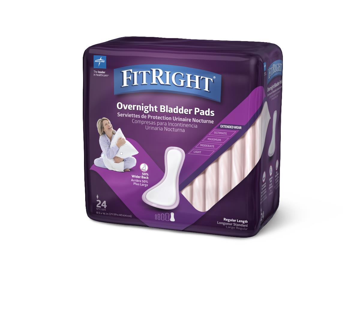 FitRight Overnight Bladder Control Pad 8.5" x 16" 6pk/cs 24/pk FBC1100