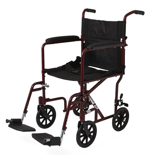 Medline 19" Red Basic Aluminum Transport Chair MDS808200ARE