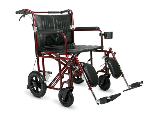 Freedom Plus 22" Lightweight Bariatric Transport Chair Red MDS808200BAR