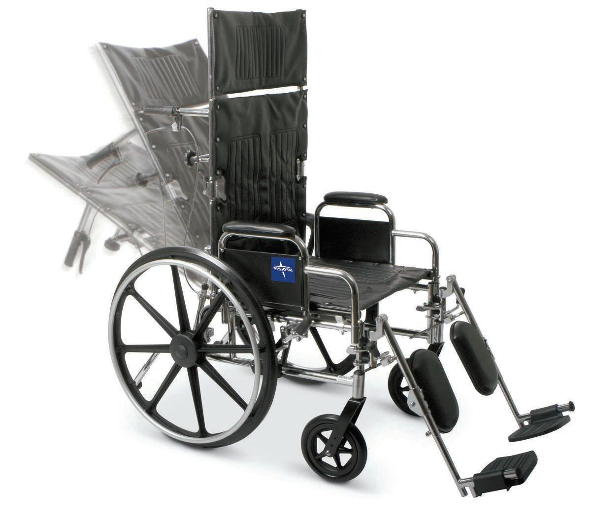 Medline Excel 16" Reclining Wheelchair w/Desk Length Arms MDS808350