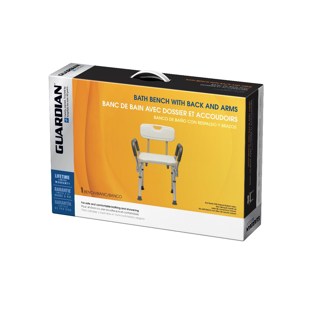 Medline Knockdown Shower Chair w/Back and Arms MDS89745RAH