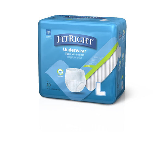 Medline FitRight Extra Protective Underwear, Size L 80/cs MSC13505A
