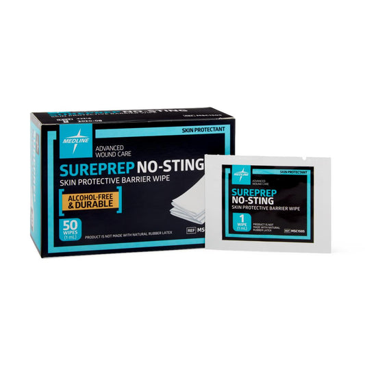 Medline Sureprep No-Sting Skin Protective Barrier, Wipe 50/bx MSC1505Z