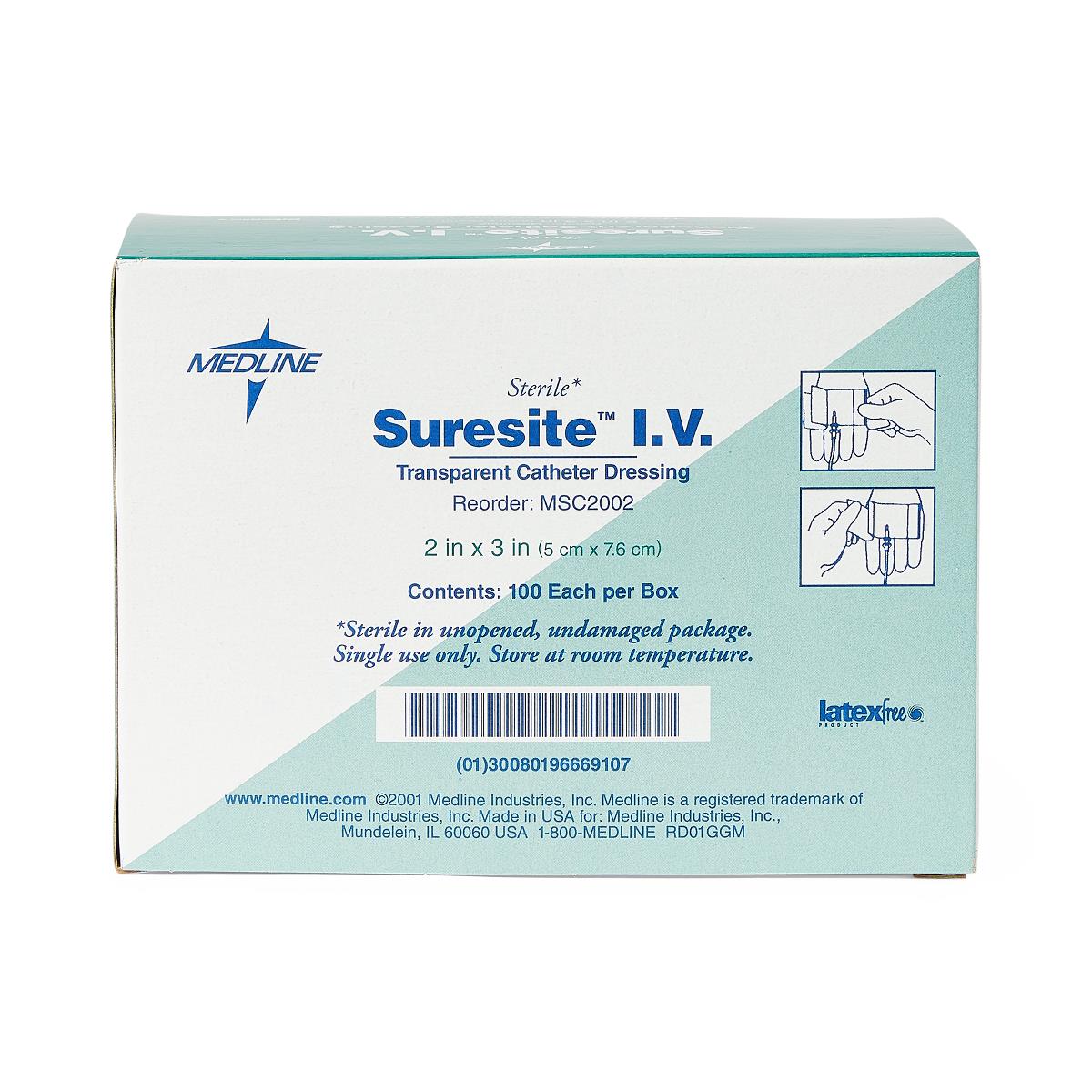 Suresite Transparent Film Dressing, 2" x 3" 100/bx MSC2002