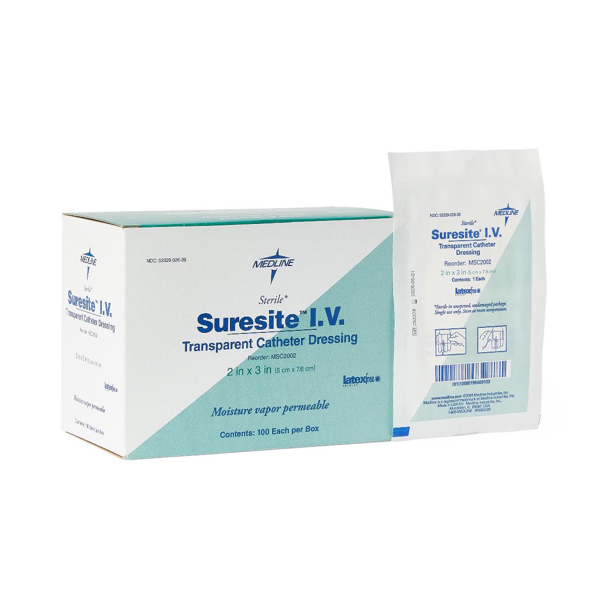 Suresite Transparent Film Dressing, 2" x 3" 100/bx MSC2002