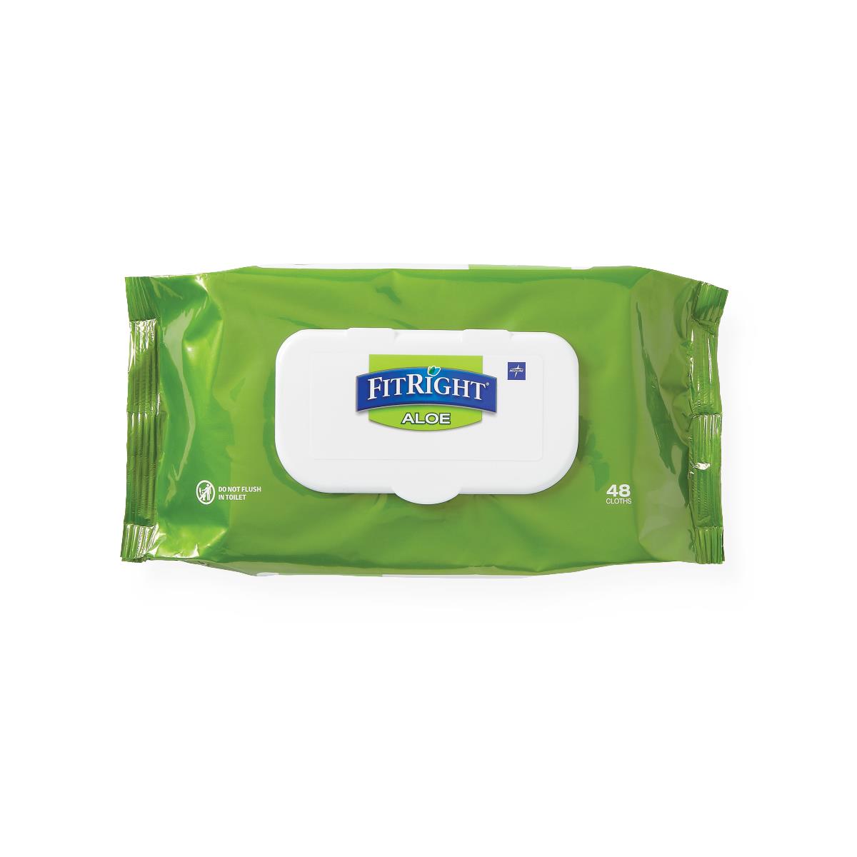 FitRight 8" x 10" Aloe Scented Wet Wipes, Flip Top Lid 12pk/cs, 48/pk MSC263654