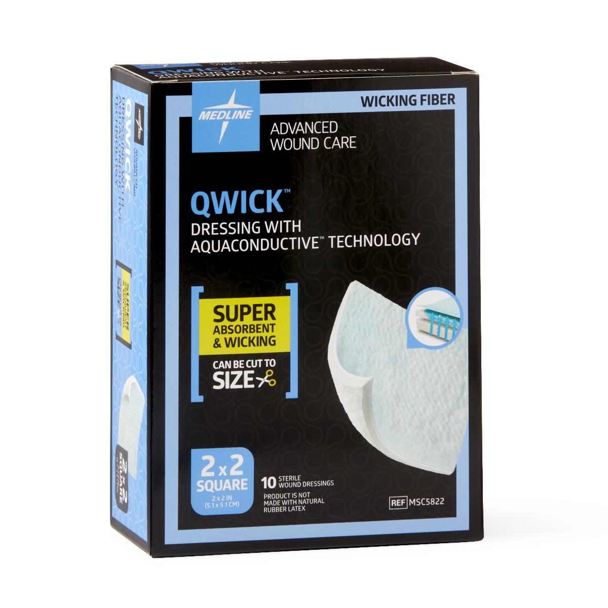 Qwick 2x2 Nonadhesive Superabsorbent Dressing 10/bx MSC5822Z