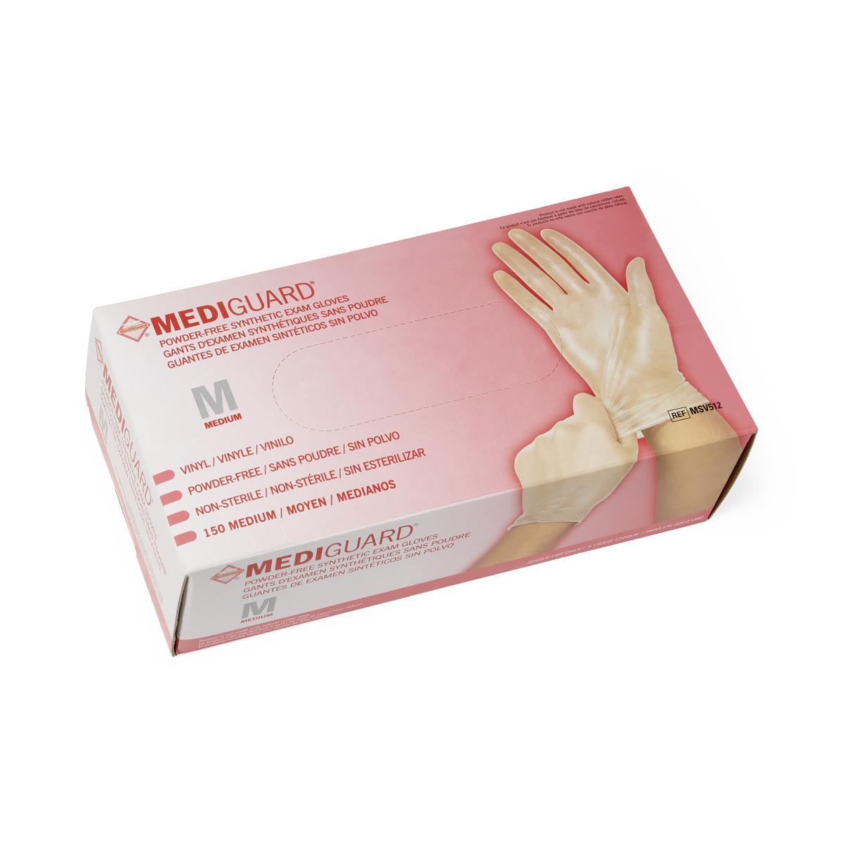 MediGuard Vinyl Exam Gloves, Size M 150/bx 10/cs MSV512