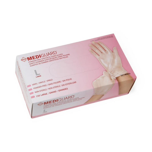 MediGuard Vinyl Exam Gloves, Size L 150/bx 10bx/cs MSV513