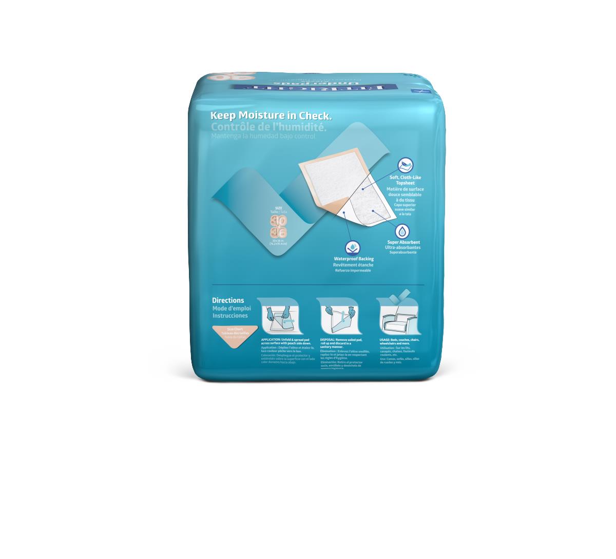 Medline FitRight Underpads 30" x 36" 10/bg MUP2000FZ