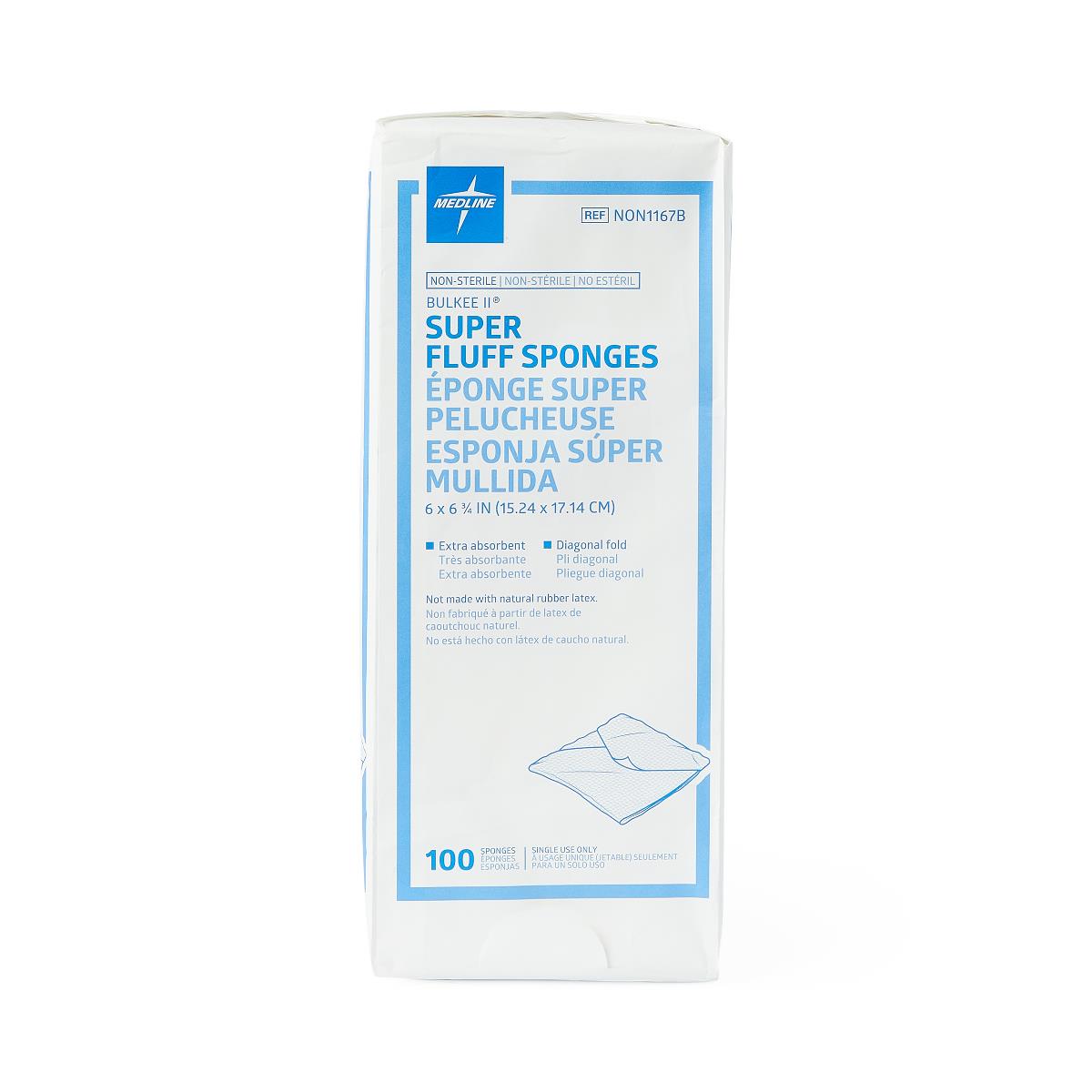 Medline Nonsterile Bulkee Fluff Sponge Gauze 6x6.75 100/pk NON1167BZ