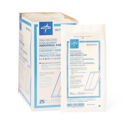 Medline Essentials Sterile Abdominal Pad 5x9 25/pk PRM21450Z