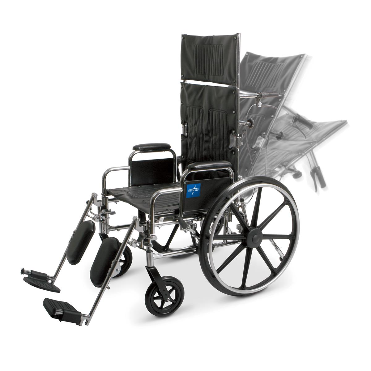 Medline Excel 20" Reclining Wheelchair w/Desk Length Arms MDS808550