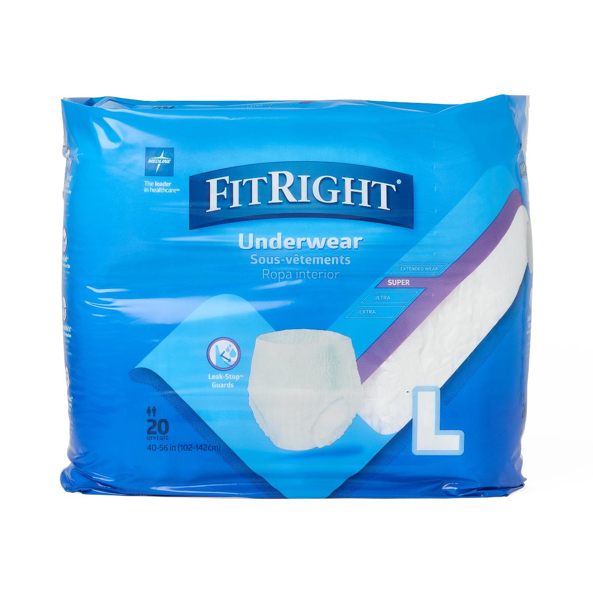 FitRight Super Protective Underwear, Size L 20/pk FIT33505AZ – Advanced  Healthmart