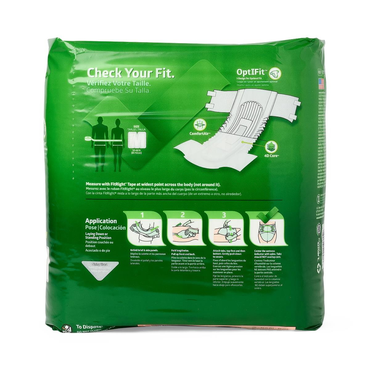 Medline FitRight OptiFit Extra Brief Size M 32"-44", 20/pk FITEXTRAMDZ