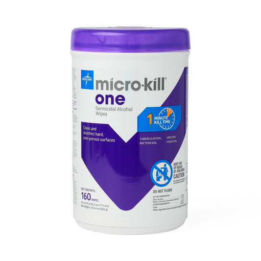 Micro-Kill One 6x6.7 Germicidal Alcohol Wipes, 160/tub 12/cs MSC351300