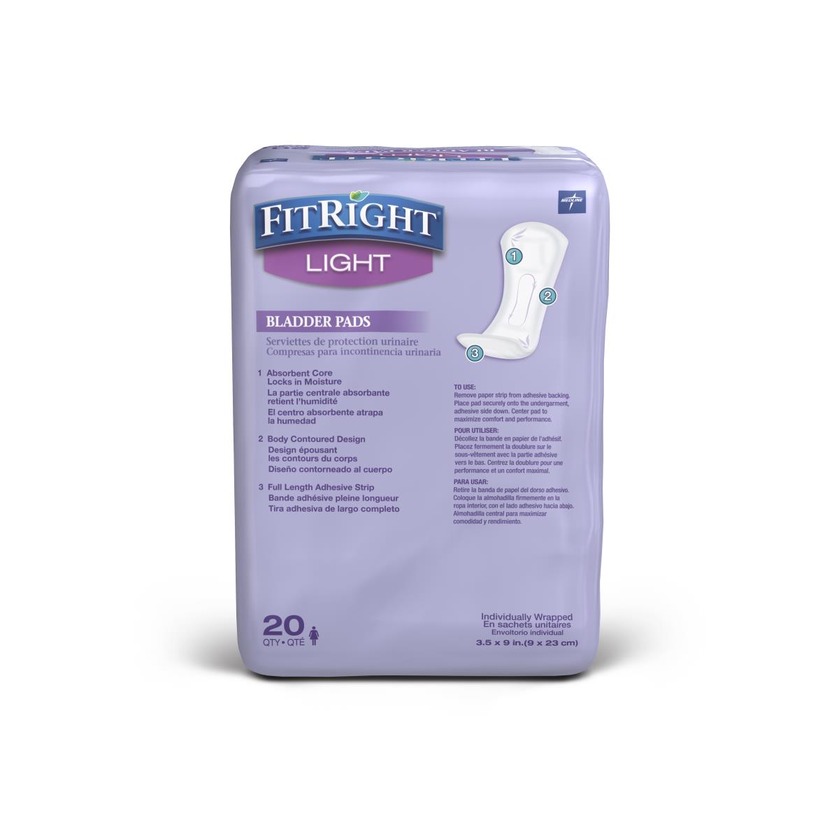 FitRight Light Bladder Control Pad 3.5" x 9" 20/pk FBC1010Z