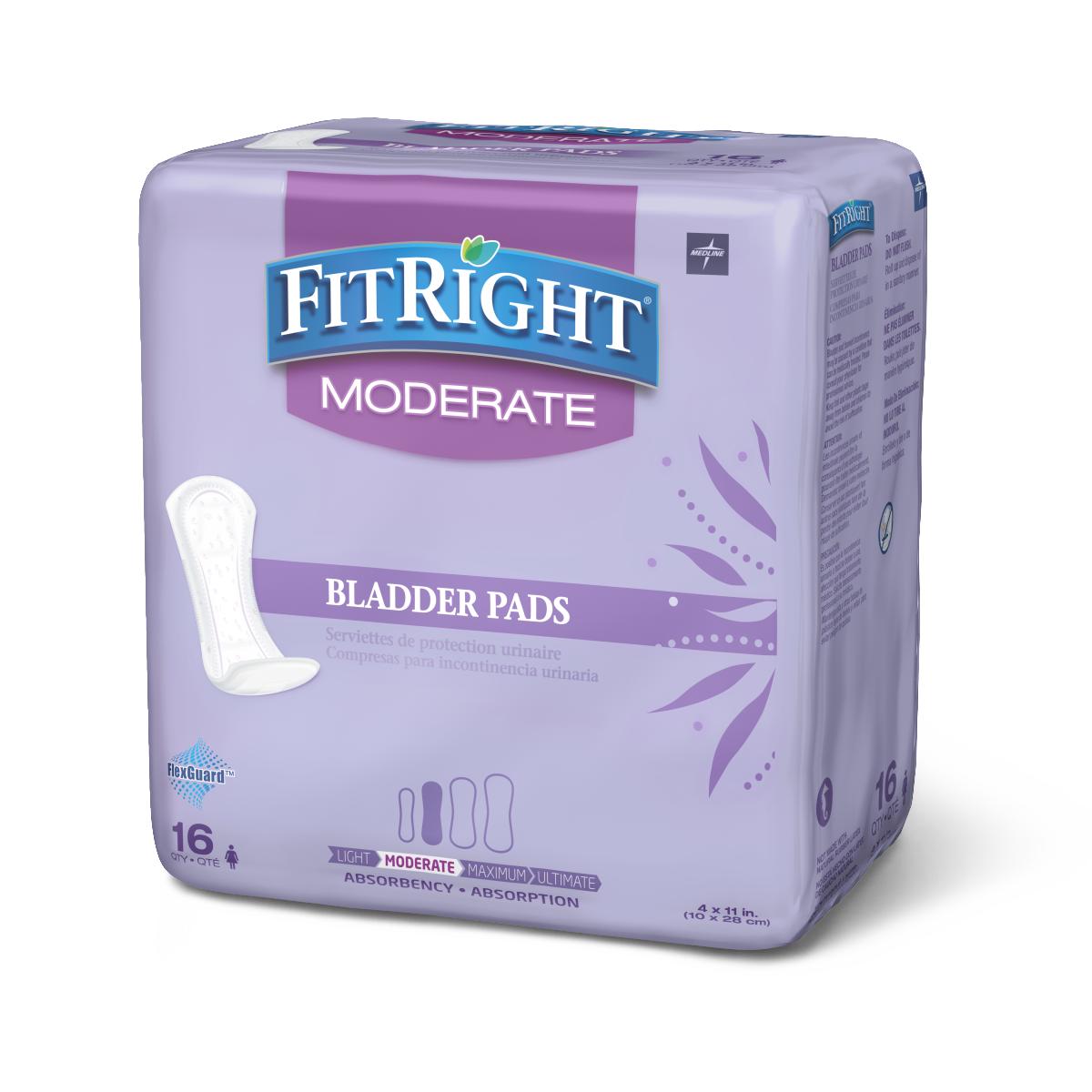 FitRight Moderate Bladder Control Pad 4" x 11" 16/pk FBC1020Z