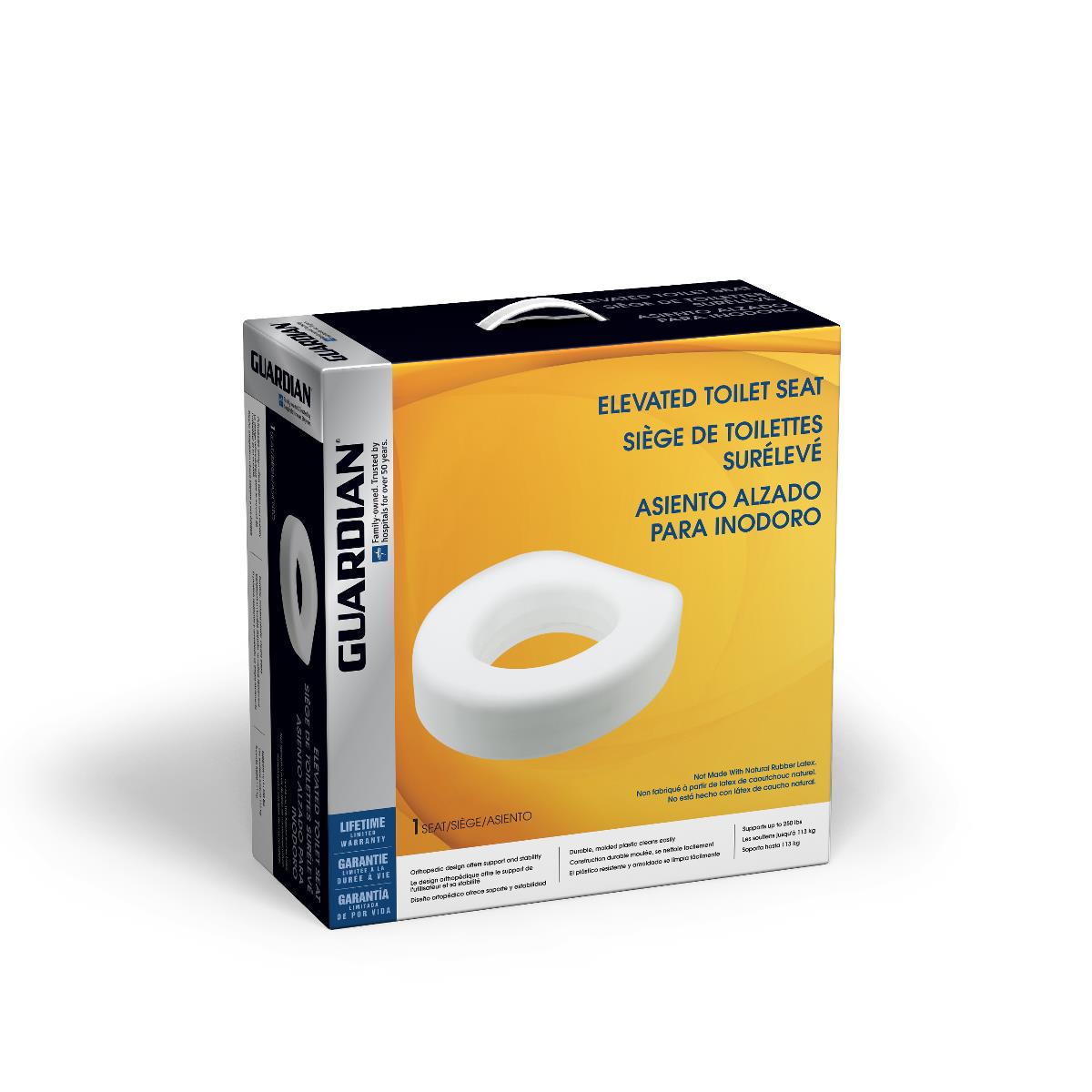 Guardian 5" Toilet Seat Riser, No Lock, No Arms G30250H each