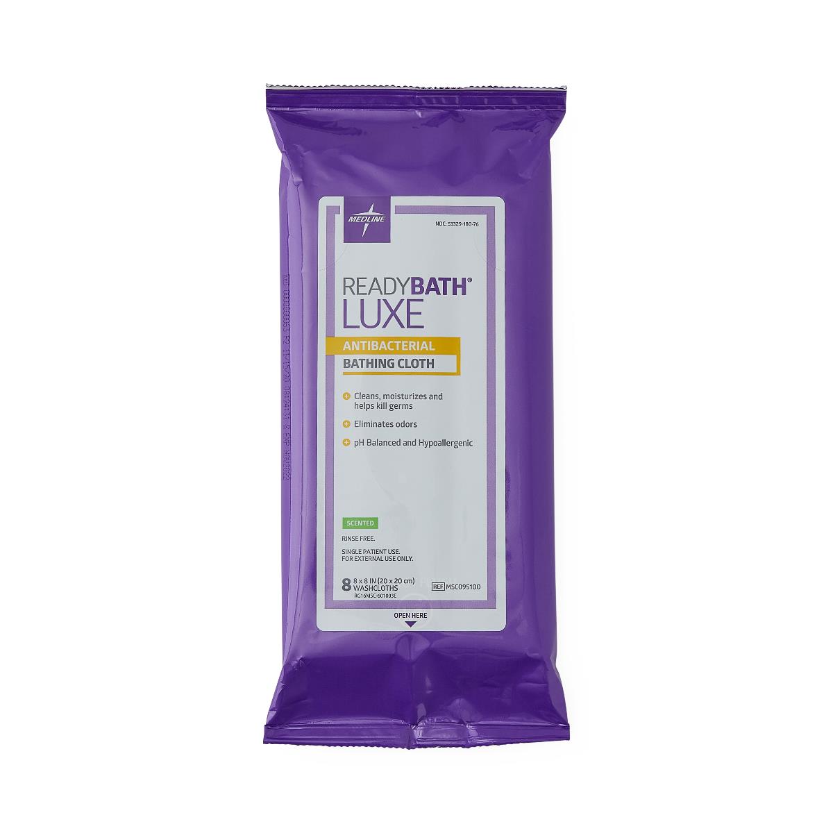ReadyBath LUXE Antibacterial Wash Cloth, Scented, 8/Pk MSC095100H