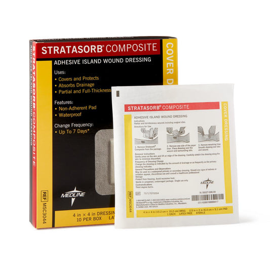 Stratasorb Composite Island Wound Dressing 4" x 4" 10/bx MSC3044Z