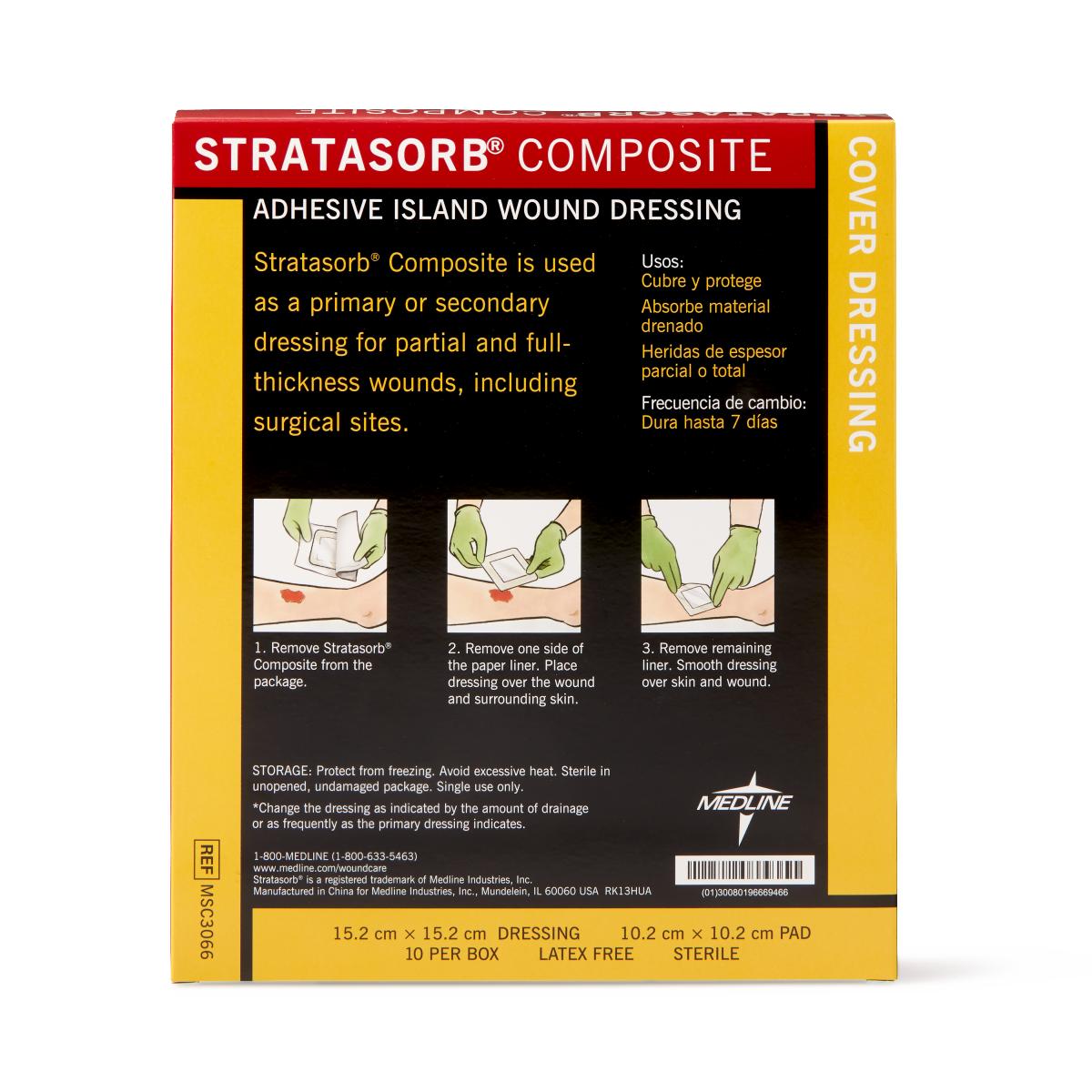 Stratasorb Composite Island Wound Dressing 6" x 6" 10/bx MSC3066Z