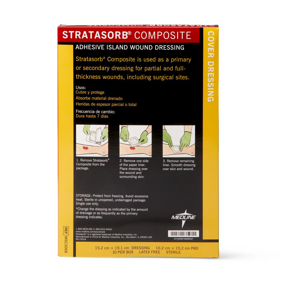 Stratasorb Composite Island Wound Dressing 6" x 7.5" 10/bx MSC3068Z