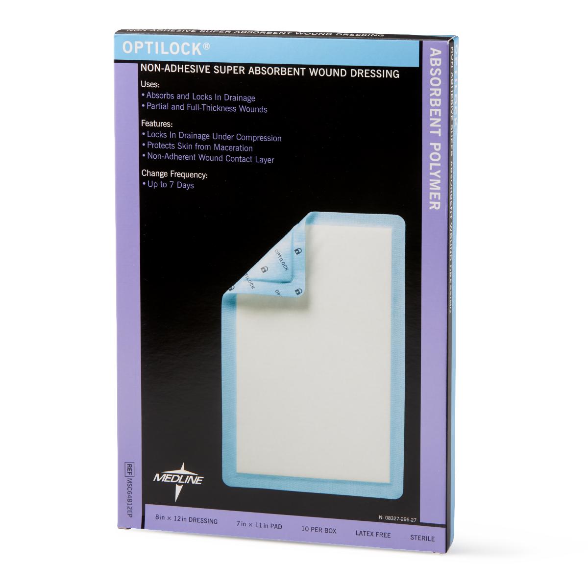 OptiLock Wound Dressing 8" x 12" 10/bx MSC64812EPZ