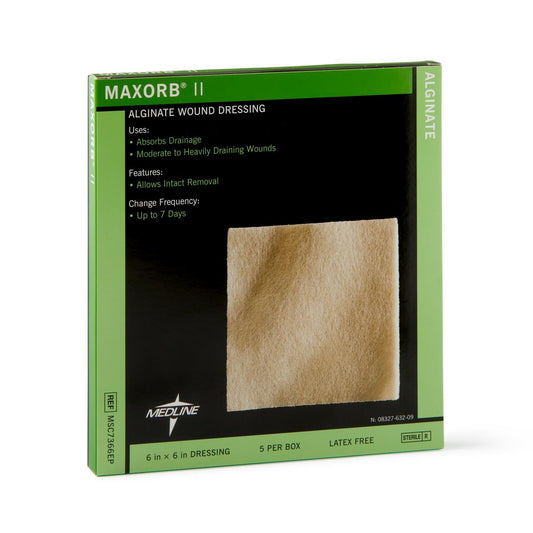 Maxorb II Alginate Dressings 6" x 6" 5/bx MSC7366EPZ
