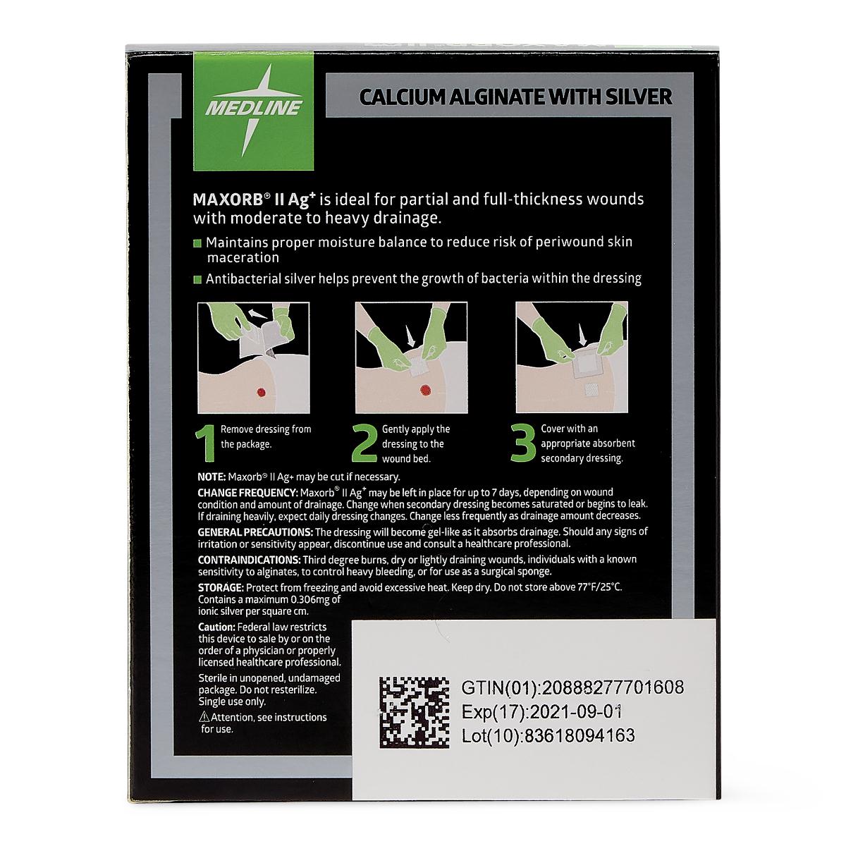 Maxorb II Silver Alginate Wound Dressing 2" x 2" 10/bx MSC9922EPZ