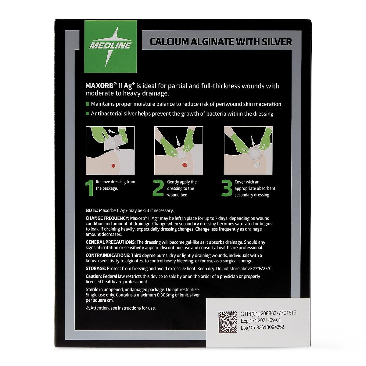 Maxorb II Silver Alginate Wound Dressing 4" x 4.75" 10/bx MSC9945EPZ