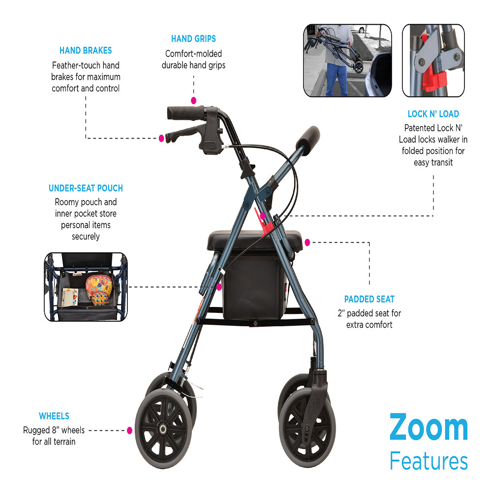 Nova Zoom 22 Rollator, 4222DB Sky Blue