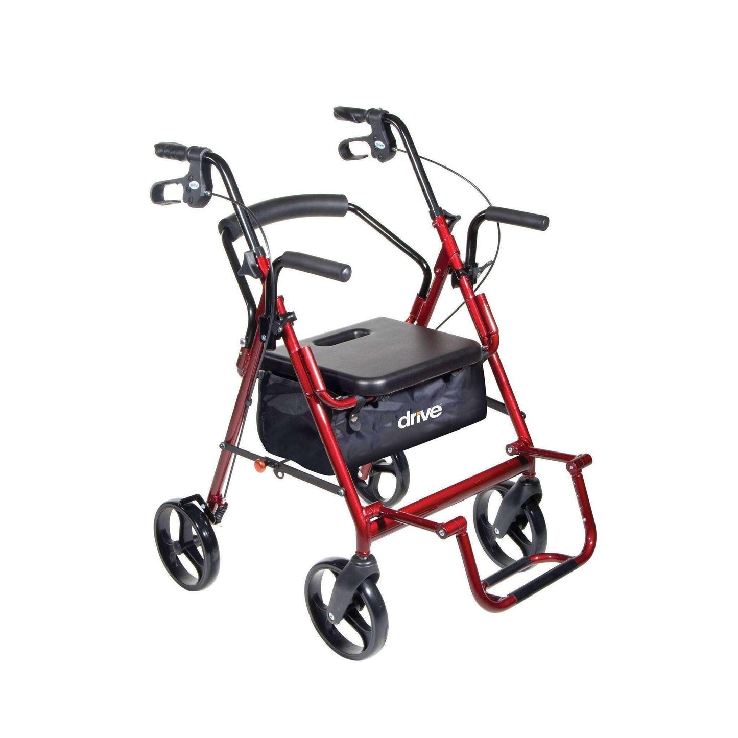 Drive Medical 795BU Duet Rollator/walker transport chair combo, Burgundy