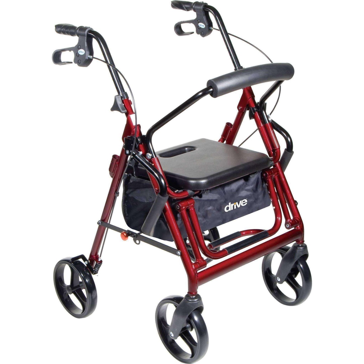 Drive Medical 795BU Duet Rollator/walker transport chair combo, Burgundy