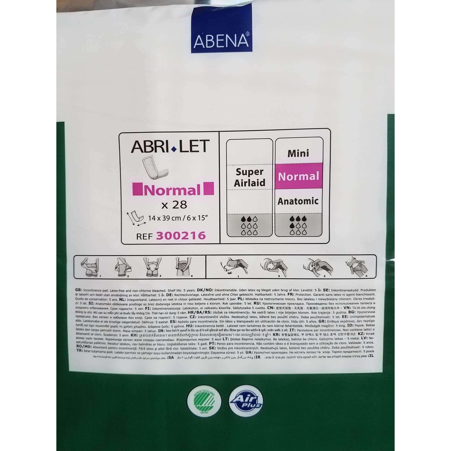 Abena 300216 Abri-Let Normal, 6inx15in foil free 9pk/cs 28/pk