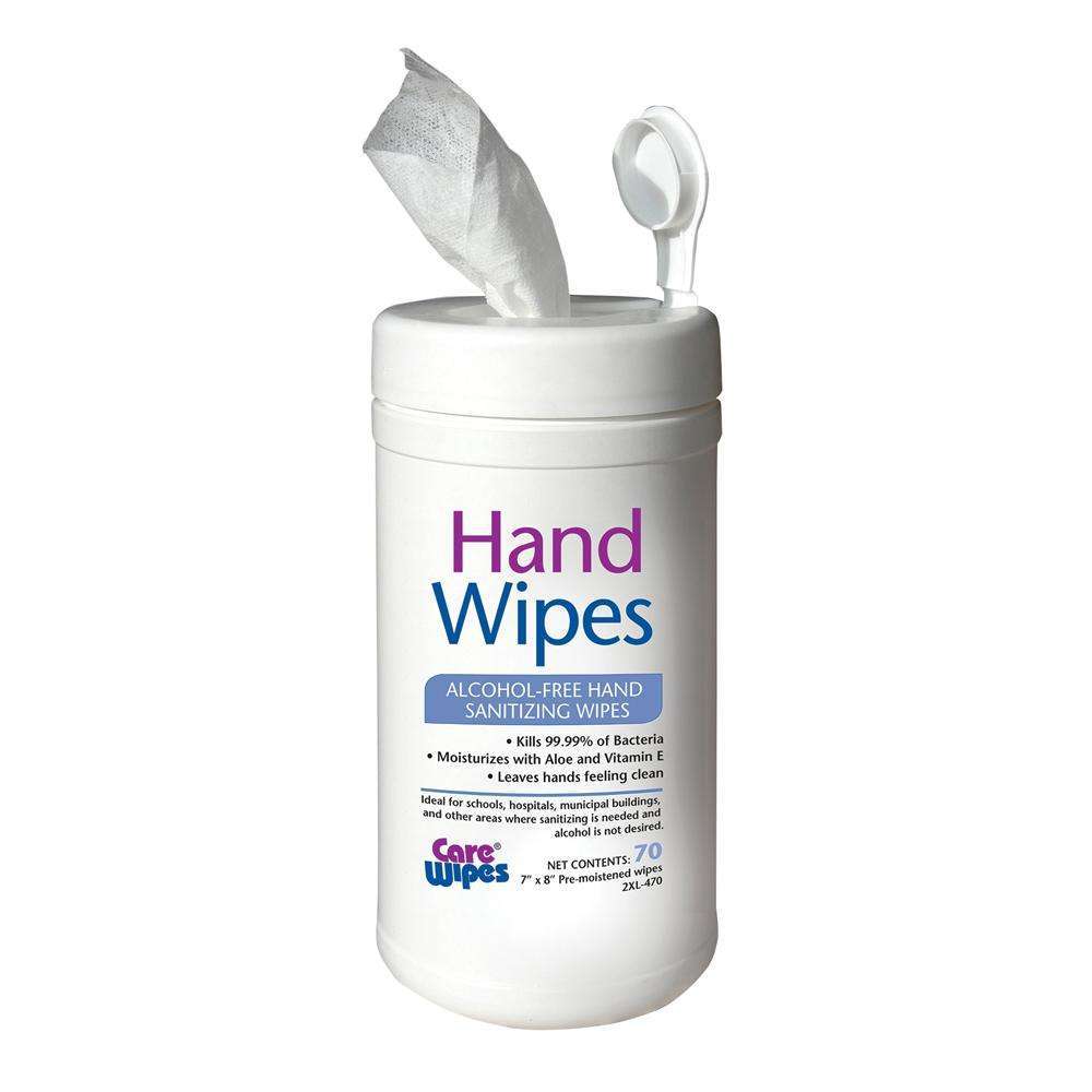 Care Wipes Alcohol Free Hand Sanitizing Wipes 7"x8" tub/70, 2XL470
