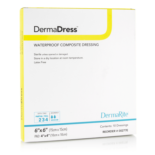 Dermadress 6x6 Composite Waterproof Dressing, 00277E bx/10 by DermaRite