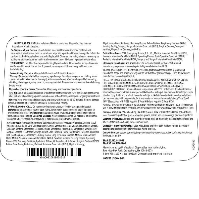 PDI Sani-Cloth Prime 6"x6.75" Alcohol Disinfectant Wipe P25372 tub/160