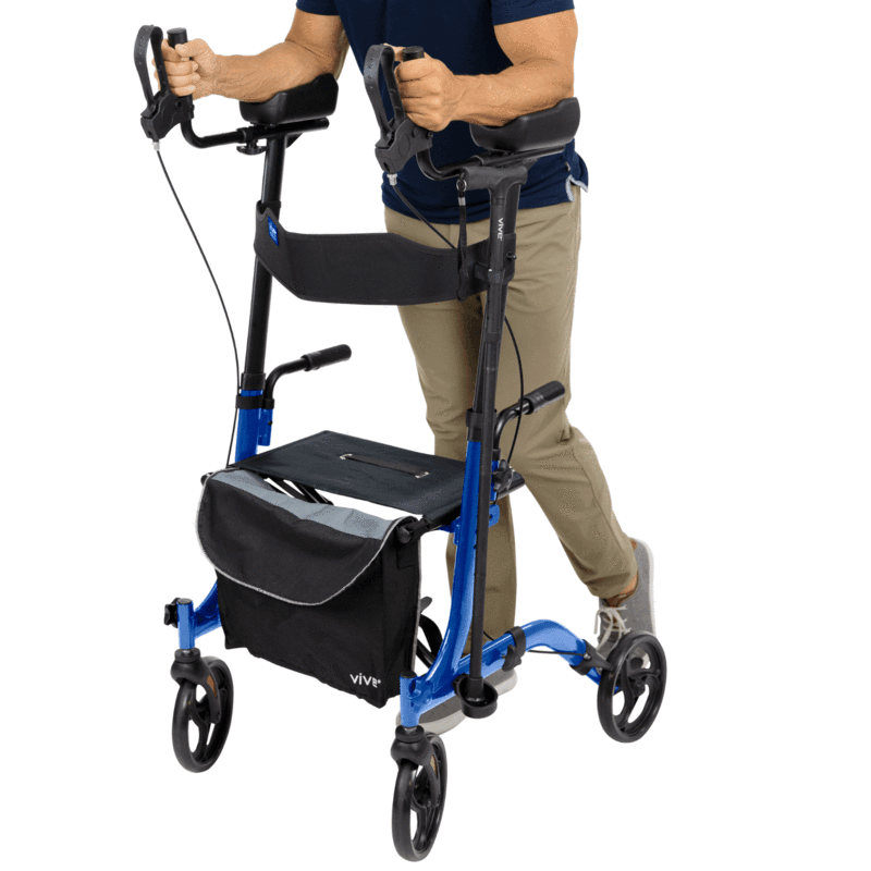 Vive Health Upright Rollator Walker Open Box, Blue MOB1033BLUOB