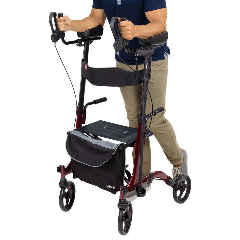 Vive Health Upright Rollator Walker Open Box, Red MOB1033REDOB