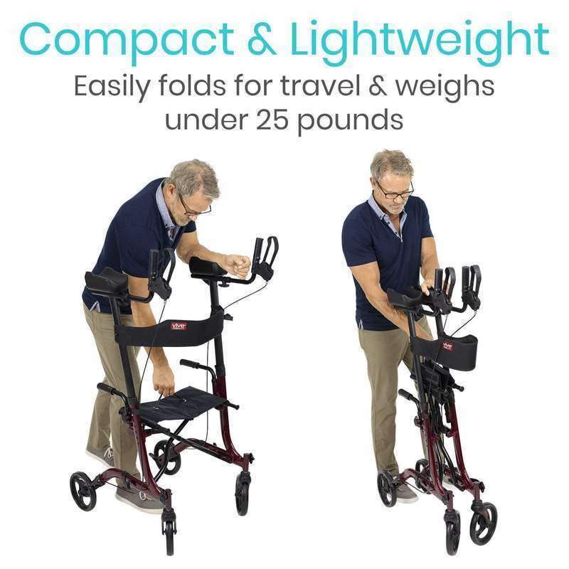 Vive Health Upright Rollator Walker Open Box, Red MOB1033REDOB